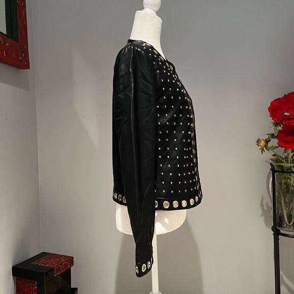 NEW Boston Proper Grommet Studded Faux Leather Edgy Jacket Black Sz M 8/10 NWT … - Picture 9 of 14
